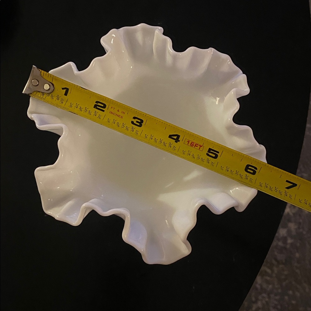 White Ruffled Milk Glass Compote - Picture 2 of 3